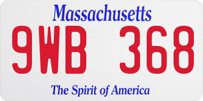 MA license plate 9WB368