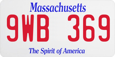 MA license plate 9WB369