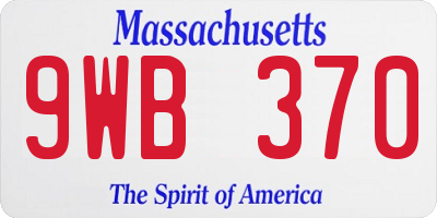 MA license plate 9WB370