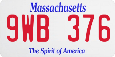 MA license plate 9WB376