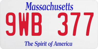 MA license plate 9WB377