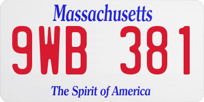 MA license plate 9WB381