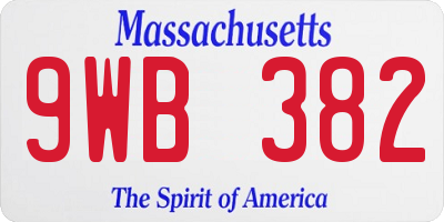 MA license plate 9WB382