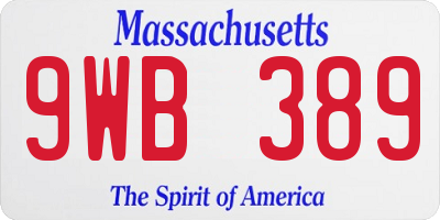 MA license plate 9WB389