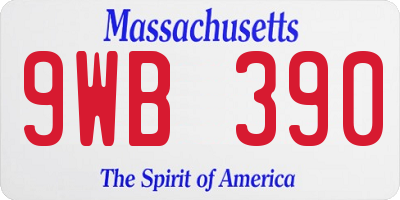MA license plate 9WB390