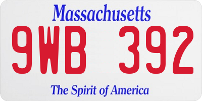 MA license plate 9WB392