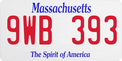 MA license plate 9WB393