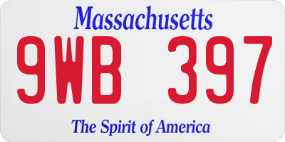 MA license plate 9WB397