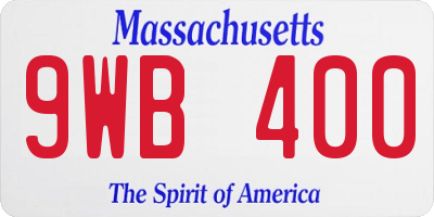 MA license plate 9WB400