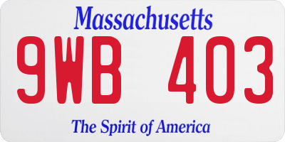 MA license plate 9WB403