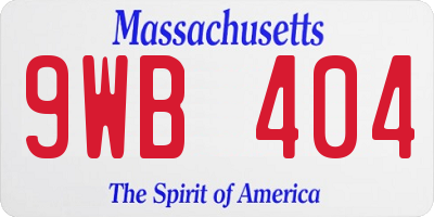 MA license plate 9WB404