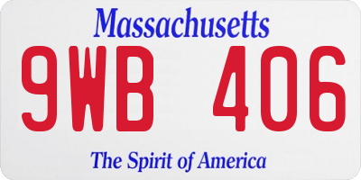 MA license plate 9WB406