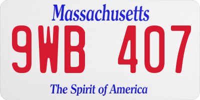 MA license plate 9WB407