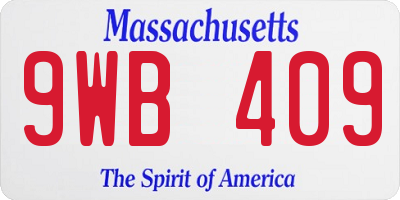 MA license plate 9WB409