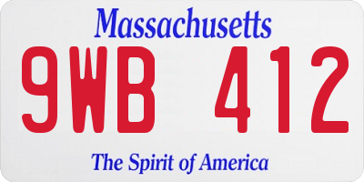 MA license plate 9WB412