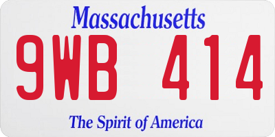 MA license plate 9WB414