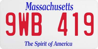MA license plate 9WB419