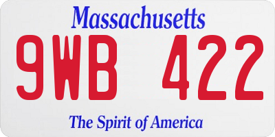 MA license plate 9WB422