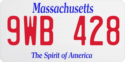 MA license plate 9WB428