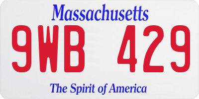MA license plate 9WB429