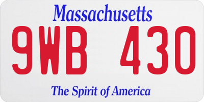 MA license plate 9WB430