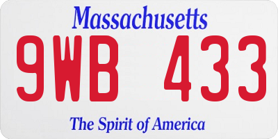 MA license plate 9WB433
