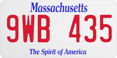 MA license plate 9WB435
