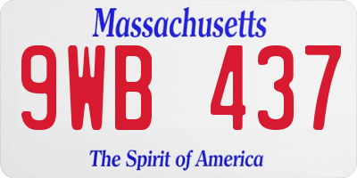 MA license plate 9WB437