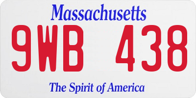 MA license plate 9WB438