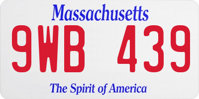 MA license plate 9WB439