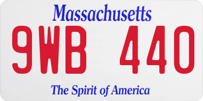 MA license plate 9WB440