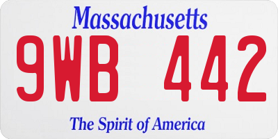 MA license plate 9WB442