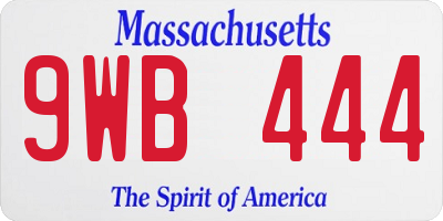 MA license plate 9WB444