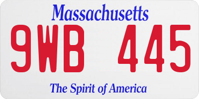 MA license plate 9WB445
