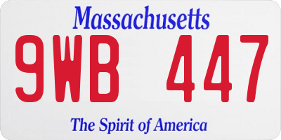 MA license plate 9WB447