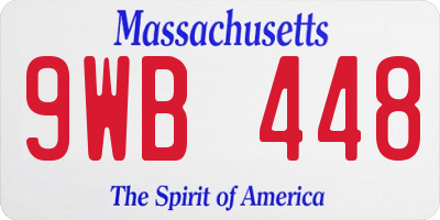 MA license plate 9WB448