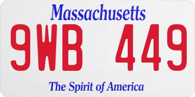 MA license plate 9WB449