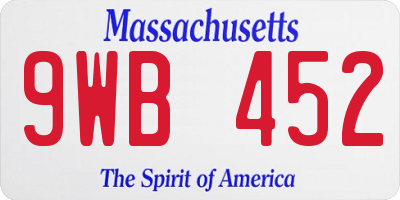 MA license plate 9WB452