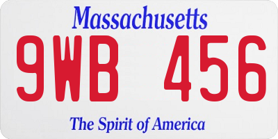 MA license plate 9WB456
