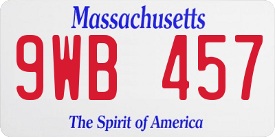 MA license plate 9WB457