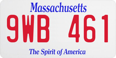 MA license plate 9WB461