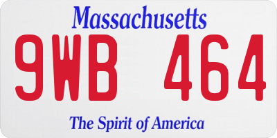 MA license plate 9WB464