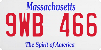 MA license plate 9WB466