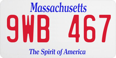 MA license plate 9WB467