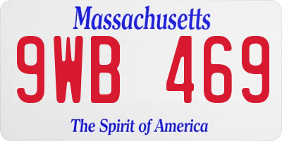 MA license plate 9WB469