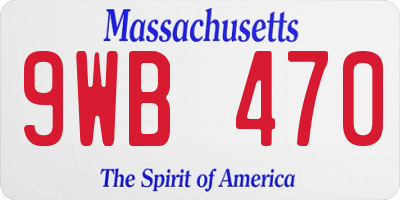 MA license plate 9WB470