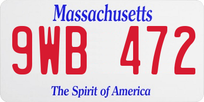 MA license plate 9WB472