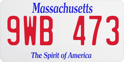 MA license plate 9WB473