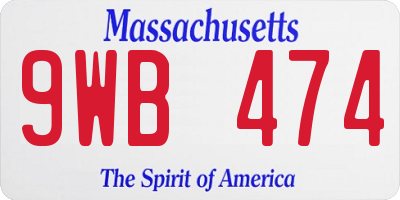 MA license plate 9WB474