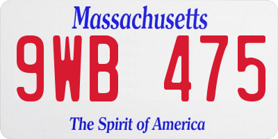 MA license plate 9WB475